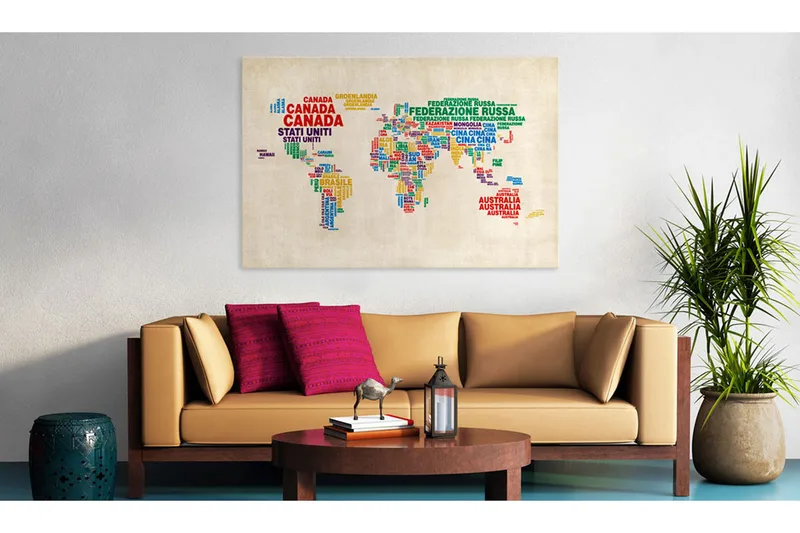 Mal de italienske navne på landene i klare farver 120x80, Artgeist sp. z o. o.
