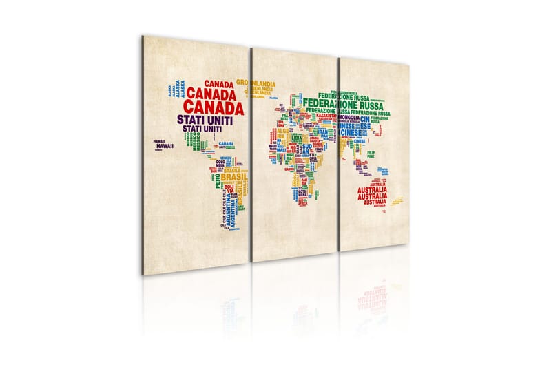 Mal italienske navne på lande Triptyk 90x60 - Artgeist sp. z o. o. - Boligtilbehør - Billeder & kunst - Billeder på lærred