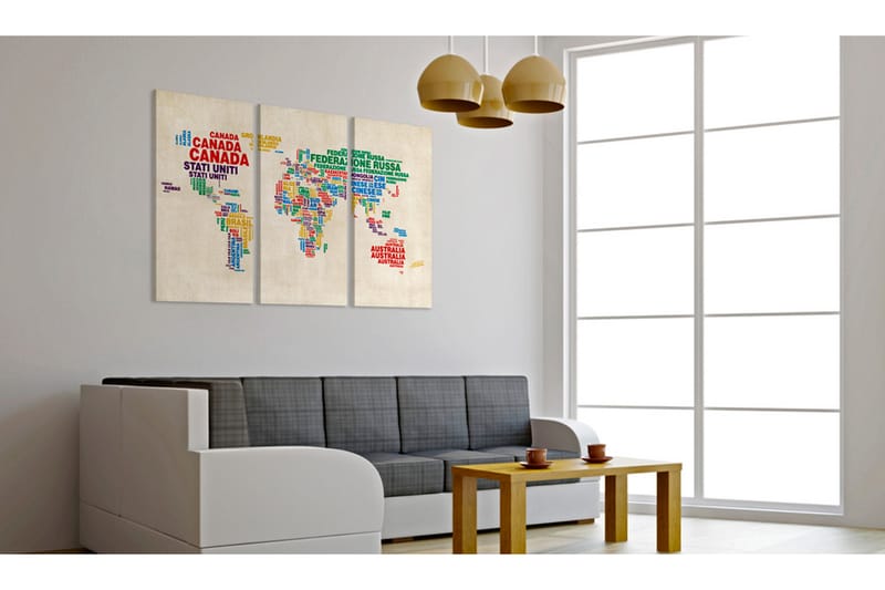 Mal italienske navne på lande Triptyk 90x60 - Artgeist sp. z o. o. - Boligtilbehør - Billeder & kunst - Billeder på lærred