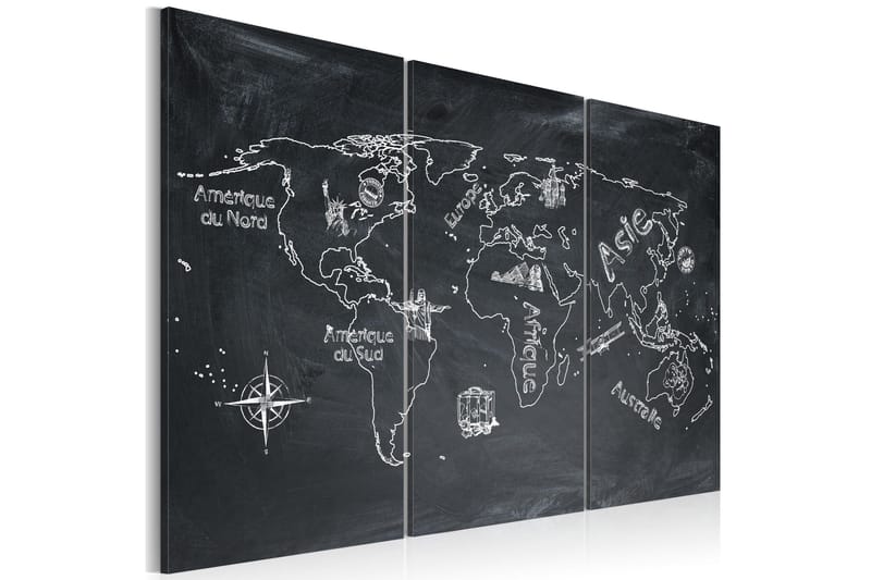 Maler geografiundervisning (fransk) Triptych 90x60 - Artgeist sp. z o. o. - Boligtilbehør - Billeder & kunst - Billeder på lærred