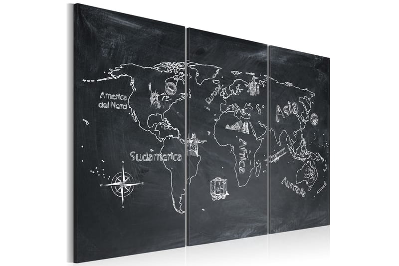 Maler geografiundervisning (italiensk sprog) Triptyk 90x60 - Artgeist sp. z o. o. - Boligtilbehør - Billeder & kunst - Billeder på lærred