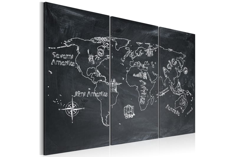 Maler geografiundervisning (tjekkisk) Triptyk 90x60 - Artgeist sp. z o. o. - Boligtilbehør - Billeder & kunst - Billeder på lærred