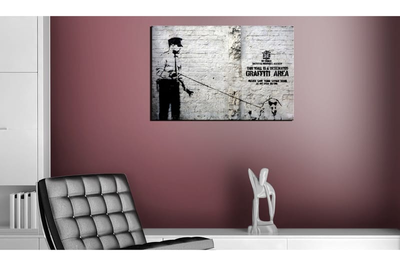 Maler Graffiti-område (Politi og en hund) af Banksy 120x80 - Artgeist sp. z o. o. - Boligtilbehør - Billeder & kunst - Billeder på lærred