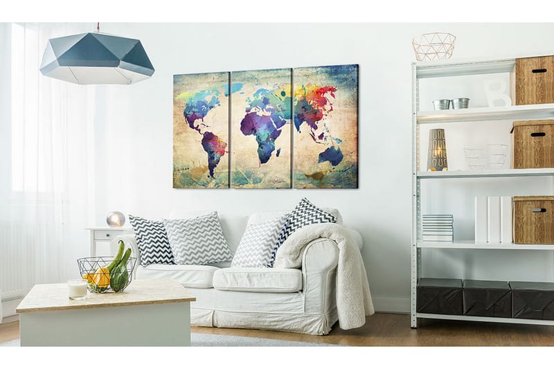 Maler regnbue-farvet område Triptych 90x60 - Artgeist sp. z o. o. - Boligtilbehør - Billeder & kunst - Billeder på lærred