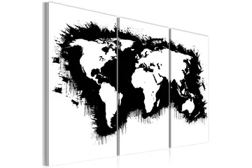 Maleri Monokromatisk verdenskort trip stof 90x60 - Artgeist sp. z o. o. - Boligtilbehør - Billeder & kunst - Billeder på lærred