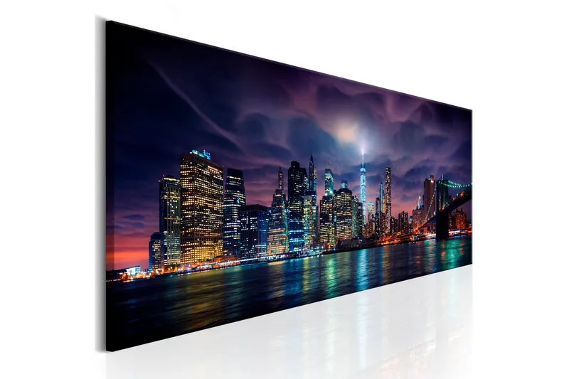 Maleri New York: Dark City 135x45 - Artgeist sp. z o. o. - Boligtilbehør - Billeder & kunst - Billeder på lærred
