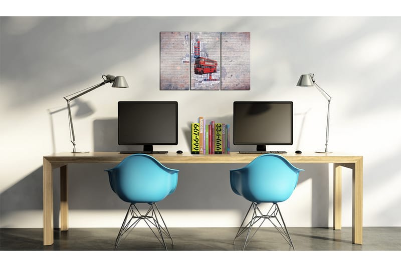 Maleri rundt i England af Routemaster Triptych 90x60 - Artgeist sp. z o. o. - Boligtilbehør - Billeder & kunst - Billeder på lærred