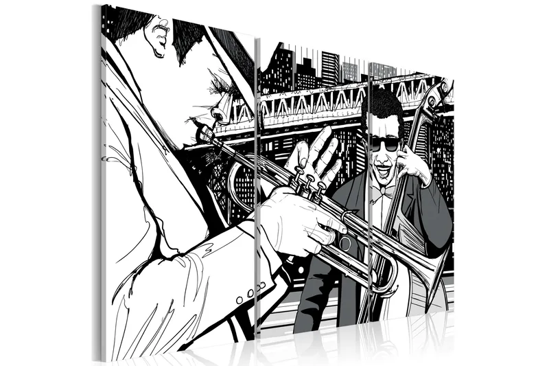 Picture Jazz-koncert New York-skyskrabere 90x60 - Artgeist sp. z o. o. - Boligtilbehør - Billeder & kunst - Billeder på lærred