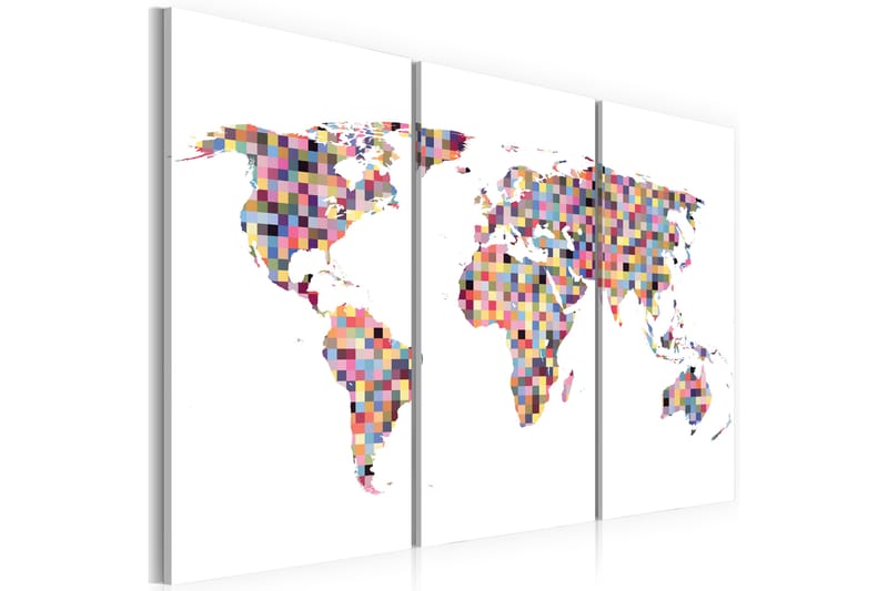 Picture Map af verdenspixel Triptych 90x60 - Artgeist sp. z o. o. - Boligtilbehør - Billeder & kunst - Billeder på lærred