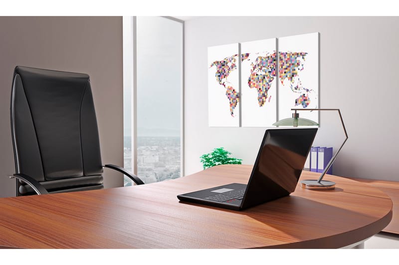 Picture Map af verdenspixel Triptych 90x60 - Artgeist sp. z o. o. - Boligtilbehør - Billeder & kunst - Billeder på lærred