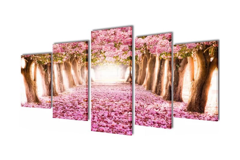 Sæt Af Lærredsprint Til Væg, Kirsebærblomster, 100X50 Cm - Flerfarvet - Boligtilbehør - Billeder & kunst - Billeder på lærred