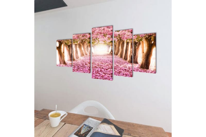 Sæt Af Lærredsprint Til Væg, Kirsebærblomster, 100X50 Cm - Flerfarvet - Boligtilbehør - Billeder & kunst - Billeder på lærred