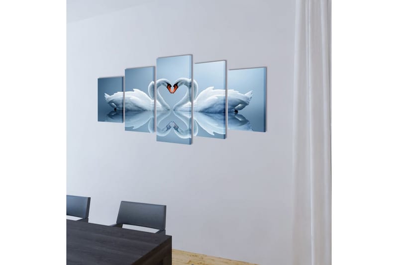 Sæt Af Lærredsprint Til Væg, Svane, 200X100 Cm - Flerfarvet - Boligtilbehør - Billeder & kunst - Billeder på lærred