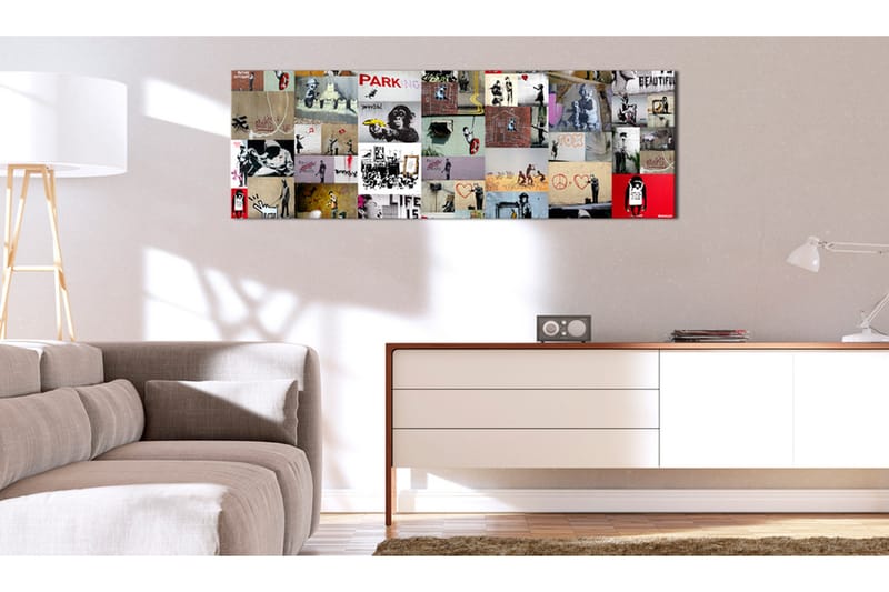 Tavla Art of Collage: Banksy II 120x40 - Boligtilbehør - Billeder & kunst - Billeder på lærred