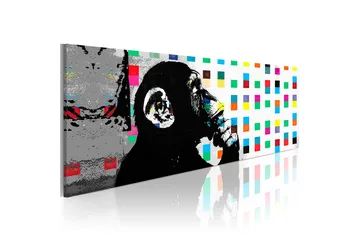 Tavla Banksy: The Thinker Monkey 120x40 - Boligtilbehør - Billeder & kunst - Billeder på lærred