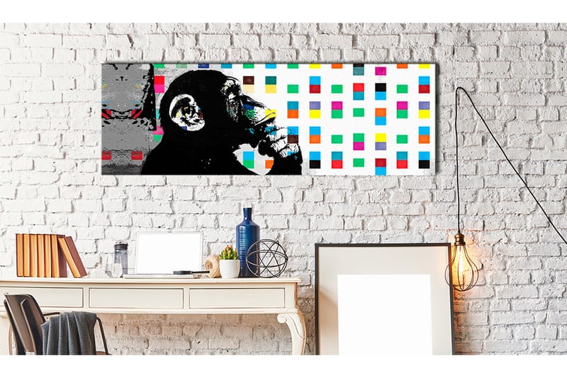 Tavla Banksy: The Thinker Monkey 135x45 - Boligtilbehør - Billeder & kunst - Billeder på lærred