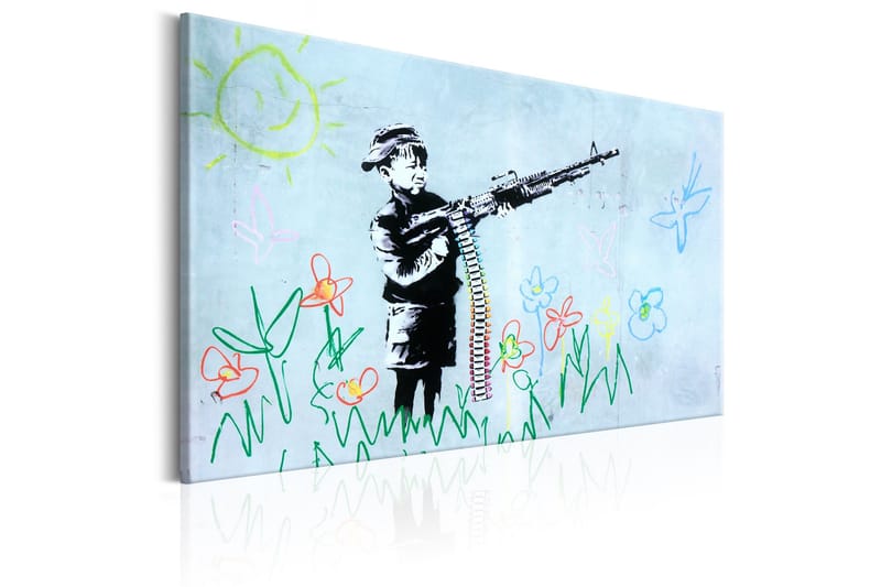 Tavla Boy with Gun by Banksy 60x40 - Boligtilbehør - Billeder & kunst - Billeder på lærred