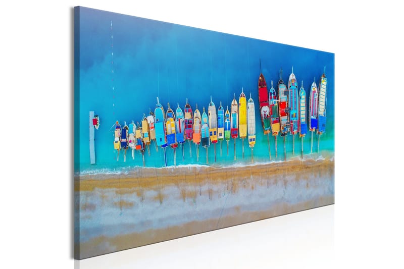 Tavla Colourful Boats (1 Part) Narrow 120x40 - Boligtilbehør - Billeder & kunst - Billeder på lærred