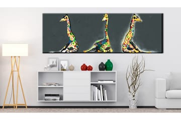 Tavla Colourful Giraffes 120x40 - Boligtilbehør - Billeder & kunst - Billeder på lærred