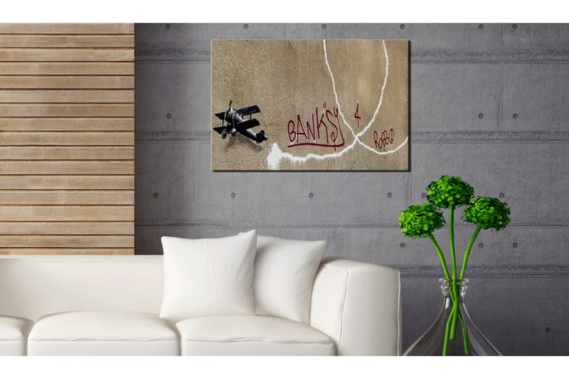 Tavla Love Plane Banksy 120x80 cm - Boligtilbehør - Billeder & kunst - Billeder på lærred