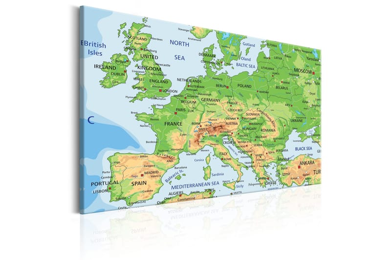 Tavla Map of Europe 120x80 - Boligtilbehør - Billeder & kunst - Billeder på lærred