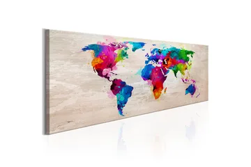 Tavla World Map: Finesse of Colours 135x45 - Boligtilbehør - Billeder & kunst - Billeder på lærred