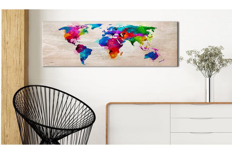 Tavla World Map: Finesse of Colours 135x45 - Boligtilbehør - Billeder & kunst - Billeder på lærred