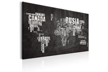 Tavla World Map: Mundo Negro 90x60 - Boligtilbehør - Billeder & kunst - Billeder på lærred