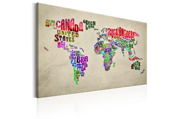 Tavla World Map: Tour (EN) 60x40 - Boligtilbehør - Billeder & kunst - Billeder på lærred