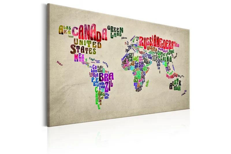 Tavla World Map: Tour (EN) 60x40 - Boligtilbehør - Billeder & kunst - Billeder på lærred