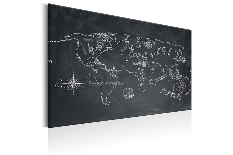 Tavla World Map: Travel broadens the Mind 90x60 - Boligtilbehør - Billeder & kunst - Billeder på lærred