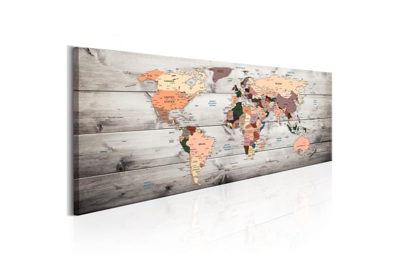 Tavla World Maps Wooden Travels VALUE_MISSING_2 120x40 - Boligtilbehør - Billeder & kunst - Billeder på lærred
