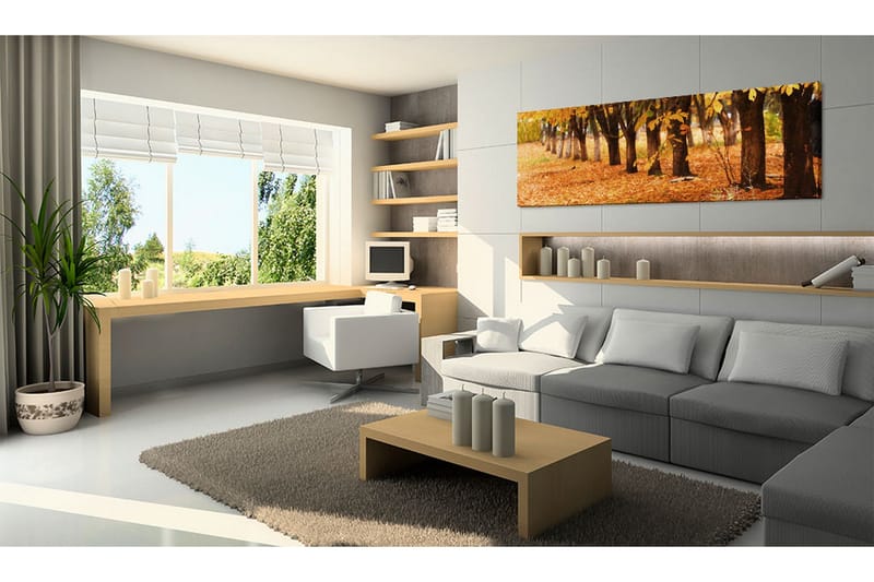 Tavla Park Covered With Golden Leaves 135x45 cm - Boligtilbehør - Billeder & kunst - Billeder på lærred