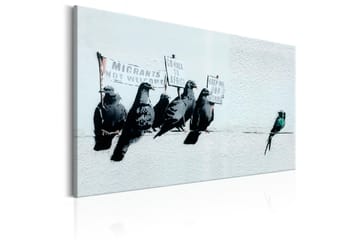 Tavla Protesting Birds by Banksy 120x80 - Boligtilbehør - Billeder & kunst - Billeder på lærred