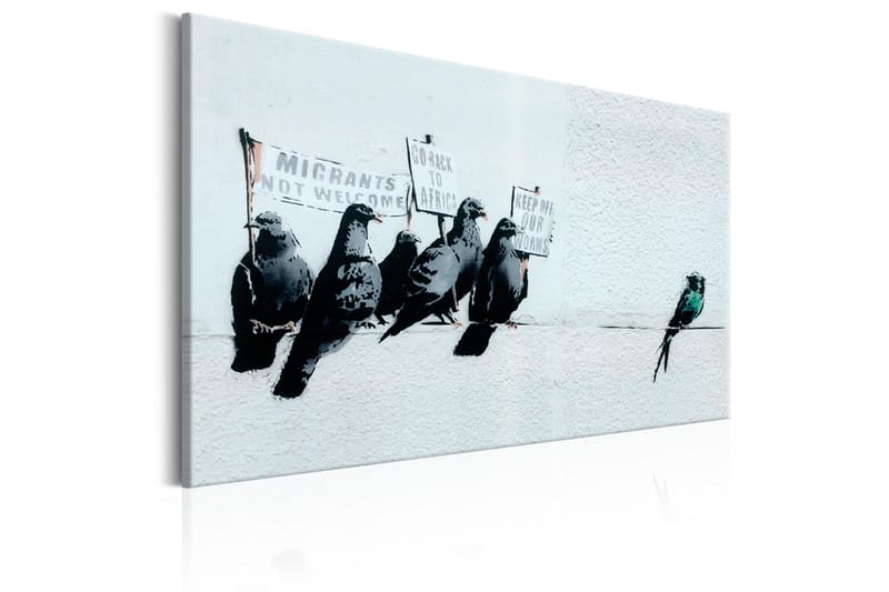 Tavla Protesting Birds by Banksy 60x40 - Boligtilbehør - Billeder & kunst - Billeder på lærred