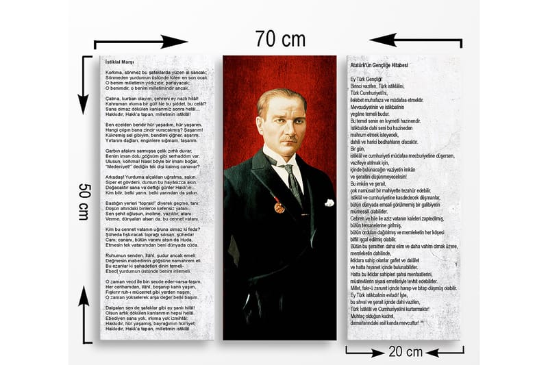 Trælærredstryk 3-delt 50x70 cm - Portræt af en mand i jakkesæt med en medalje på brystet - Rød / Sort / Hvid - Boligtilbehør - Billeder & kunst - Billeder på lærred