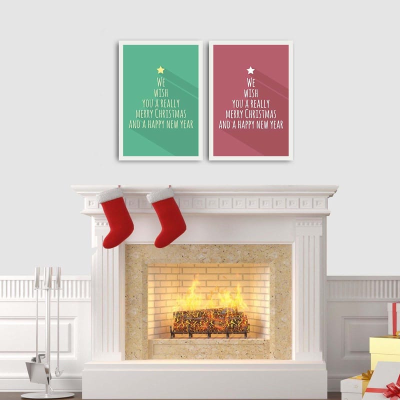 Dekorativ Indrammet MDF-maleri 2-Dele 35x50 cm - Flerfarvet - Boligtilbehør - Billeder & kunst