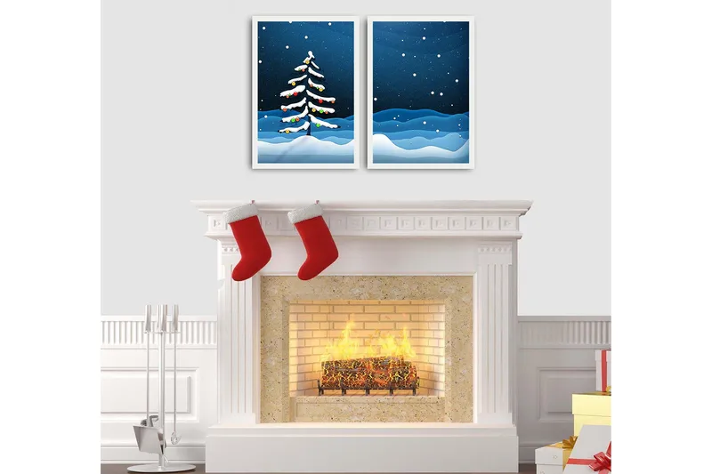 Dekorativ Indrammet MDF-maleri 2-Dele 35x50 cm - Flerfarvet - Boligtilbehør - Billeder & kunst