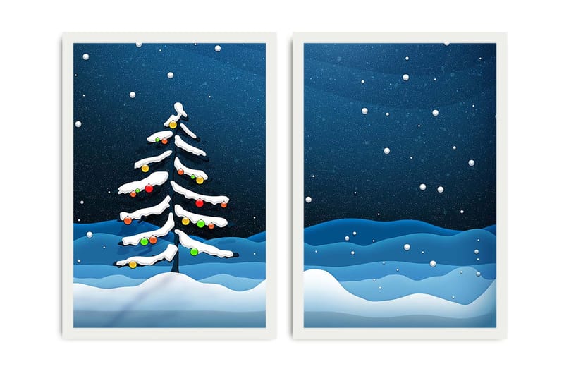 Dekorativ Indrammet MDF-maleri 2-Dele 35x50 cm, Flerfarvet