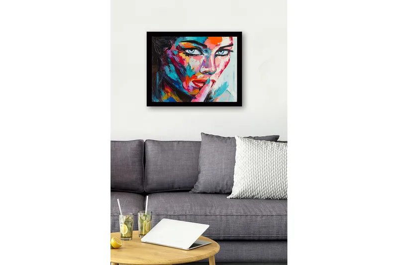 Dekorativ Indrammet MDF-maleri 41x56 cm - Flerfarvet - Boligtilbehør - Billeder & kunst