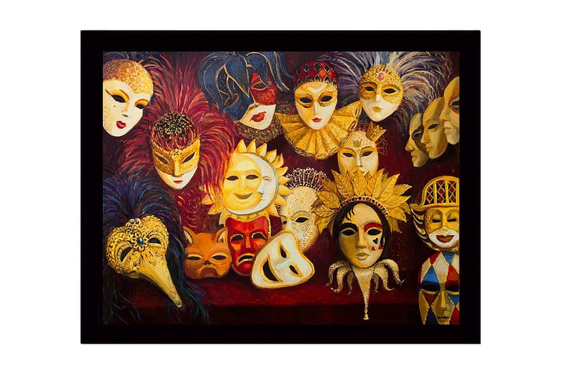 Dekorativ Indrammet MDF-maleri 41x56 cm, Flerfarvet