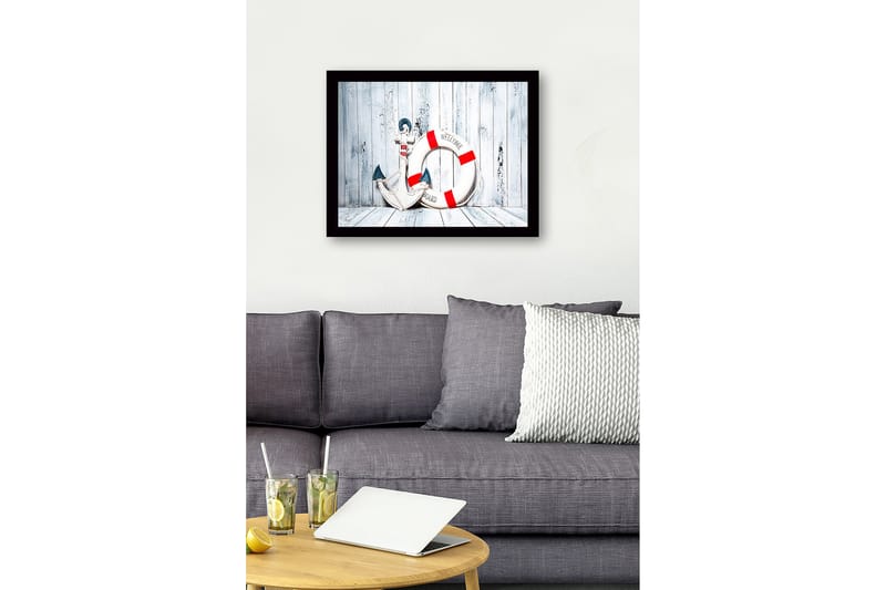 Dekorativ Indrammet MDF-maleri 41x56 cm - Flerfarvet - Boligtilbehør - Billeder & kunst