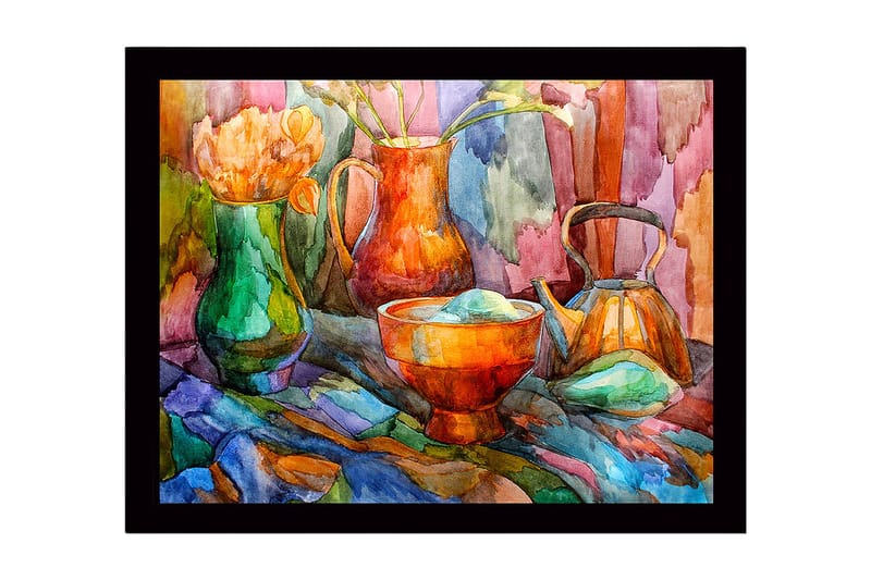 Dekorativ Indrammet MDF-maleri 41x56 cm - Flerfarvet - Boligtilbehør - Billeder & kunst