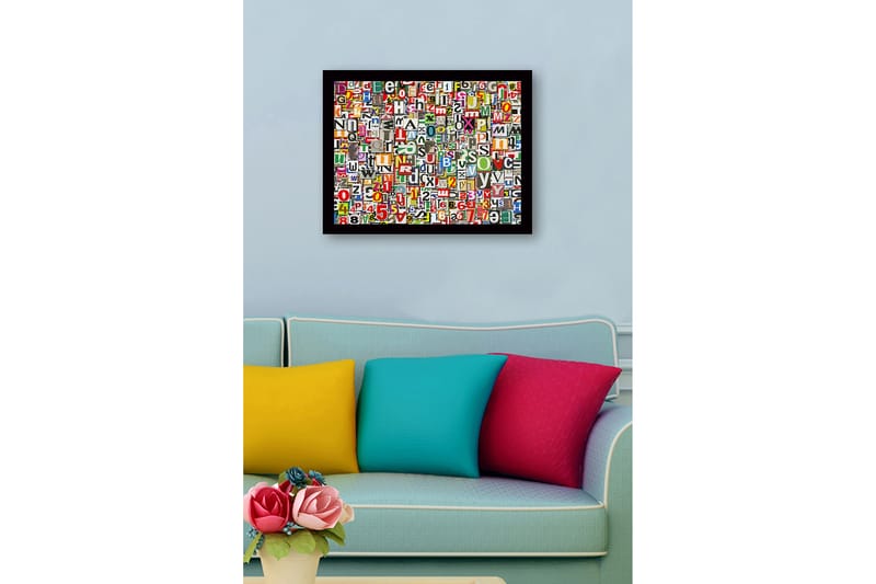 Dekorativ Indrammet MDF-maleri 41x56 cm - Flerfarvet - Boligtilbehør - Billeder & kunst