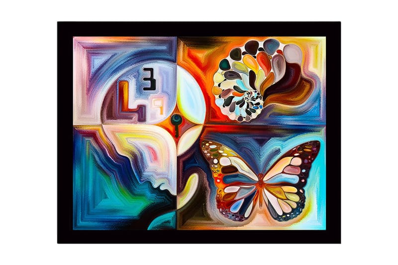 Dekorativ Indrammet MDF-maleri 41x56 cm - Flerfarvet - Boligtilbehør - Billeder & kunst