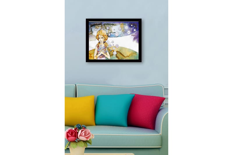 Dekorativ Indrammet MDF-maleri 41x56 cm - Flerfarvet - Billeder & kunst