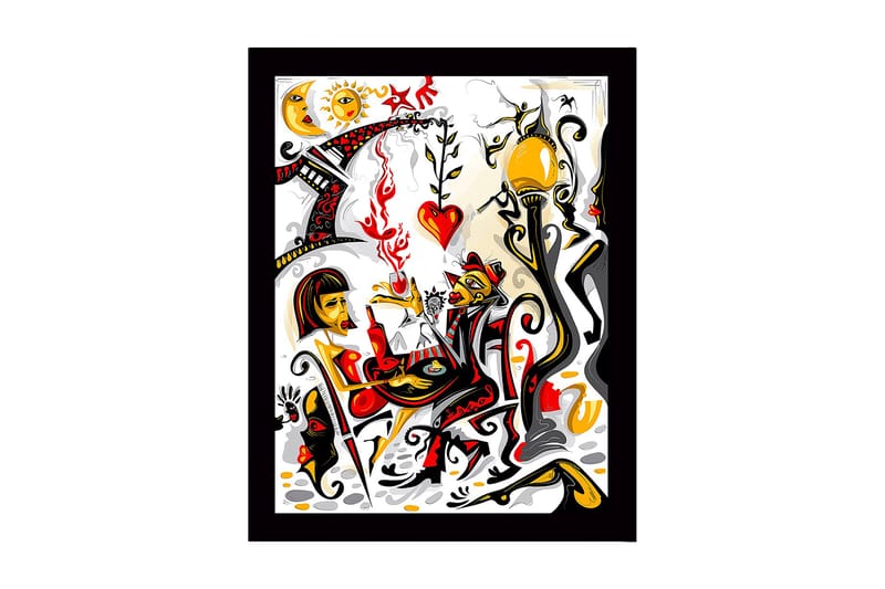 Dekorativ Indrammet MDF-maleri 41x56 cm, Flerfarvet