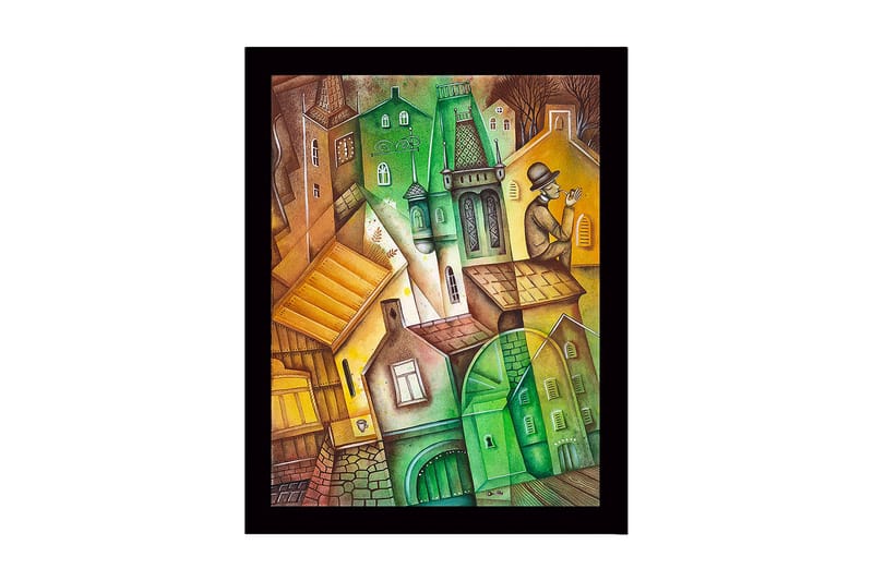 Dekorativ Indrammet MDF-maleri 41x56 cm, Flerfarvet