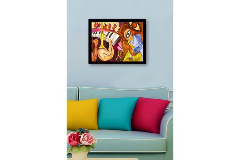 Dekorativ Indrammet MDF-maleri 41x56 cm - Flerfarvet - Boligtilbehør - Billeder & kunst