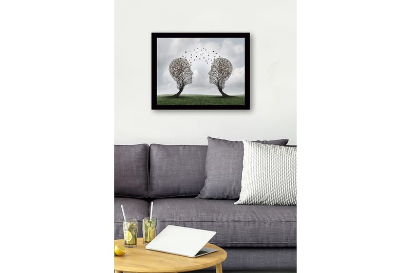 Dekorativ Indrammet MDF-maleri 41x56 cm - Flerfarvet - Boligtilbehør - Billeder & kunst